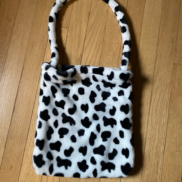 Halloween costume cosplay purse or bag cow print black white soft fuzzy fun - Picture 2 of 5